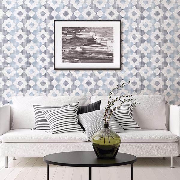 A Street Prints Babylon Blue Abstract Floral Wallpaper
