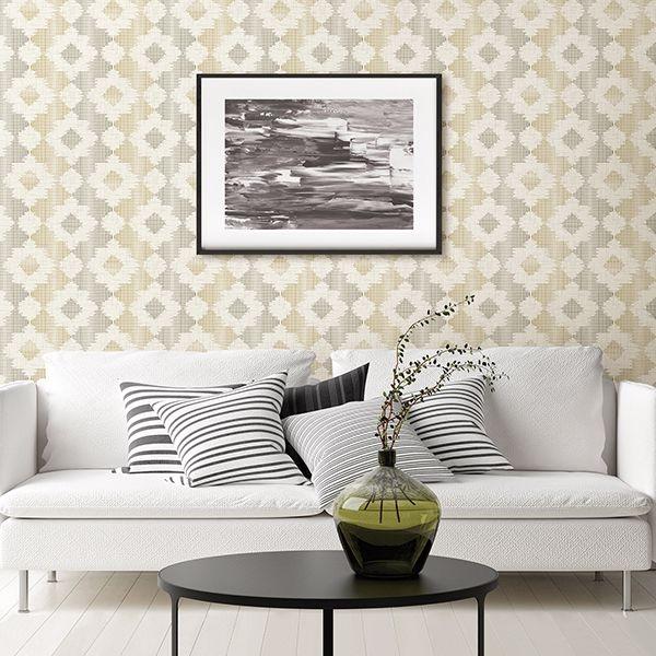 A Street Prints Babylon Mustard Abstract Floral Wallpaper