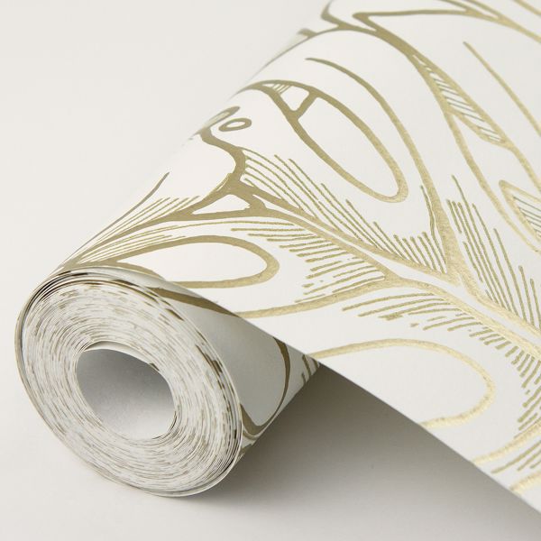 A Street Prints Balboa Gold Botanical Wallpaper- Scott Living