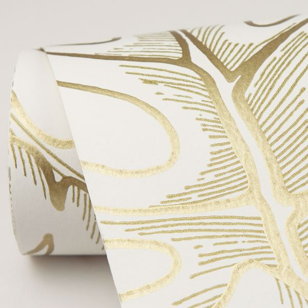 A Street Prints Balboa Gold Botanical Wallpaper- Scott Living