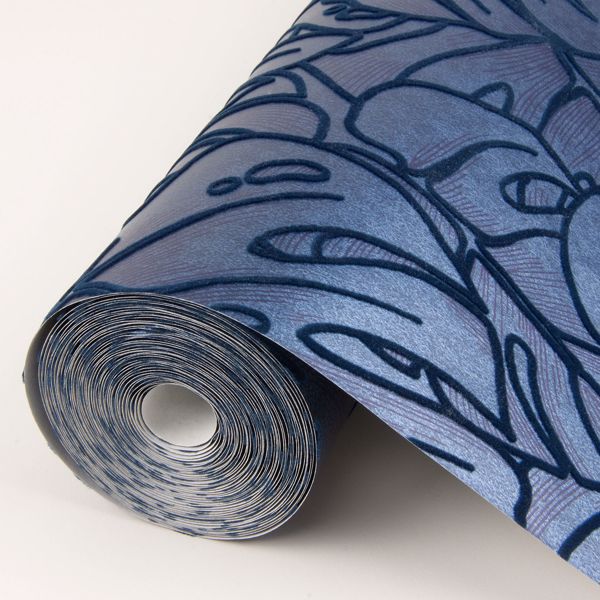 A Street Prints Balboa Indigo Botanical Wallpaper- Scott Living