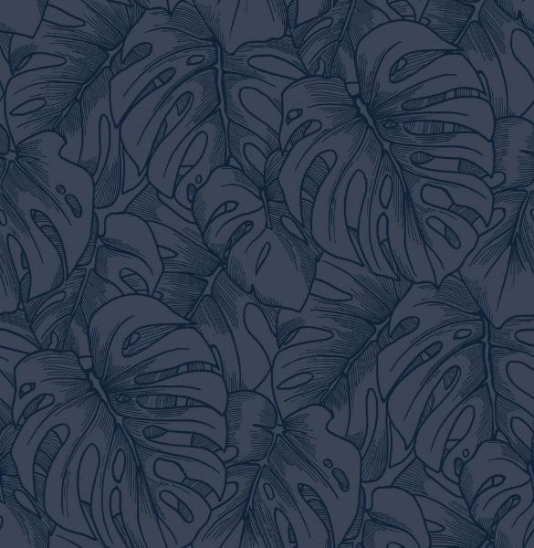 a street prints Balboa Indigo Botanical Wallpaper- Scott Living