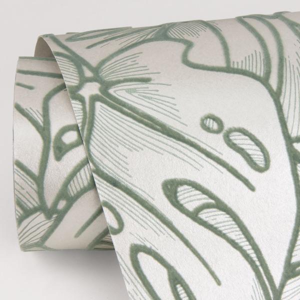 A Street Prints Balboa Olive Botanical Wallpaper- Scott Living