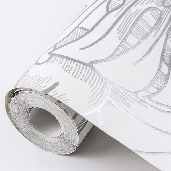 A Street Prints Balboa Silver Botanical Wallpaper- Scott Living