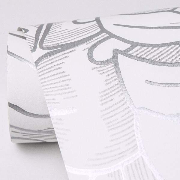 A Street Prints Balboa Silver Botanical Wallpaper- Scott Living