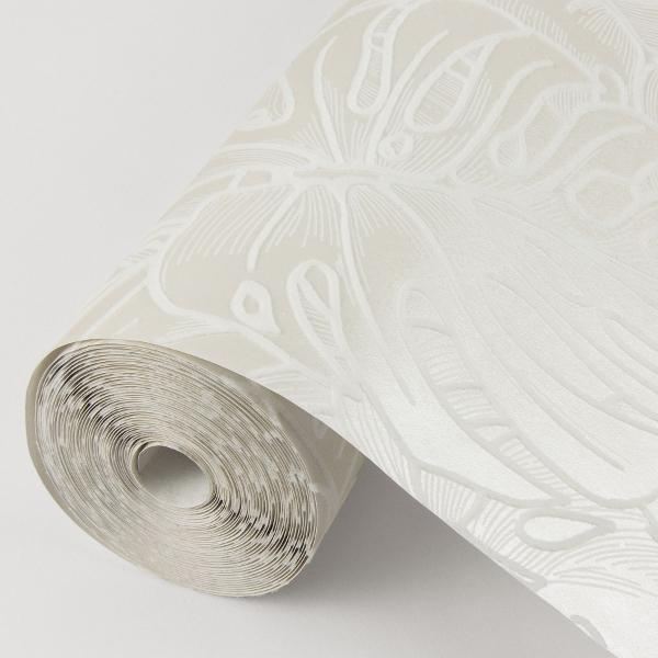 A Street Prints Balboa White Botanical Wallpaper- Scott Living