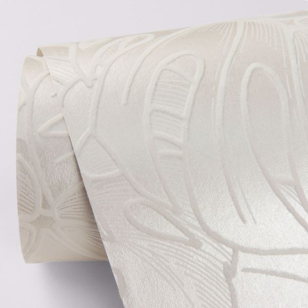 A Street Prints Balboa White Botanical Wallpaper- Scott Living