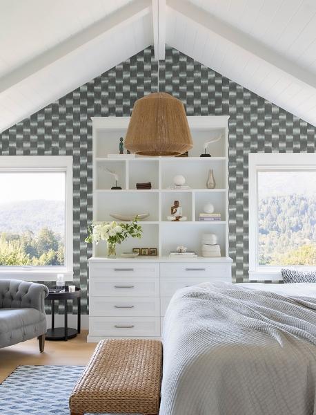 A Street Prints Baldwin Slate Shibori Stripe Wallpaper