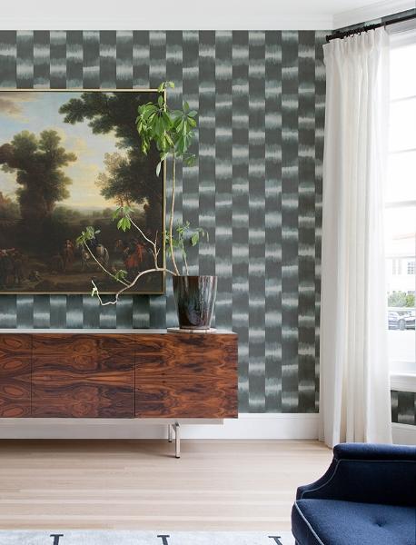 A Street Prints Baldwin Slate Shibori Stripe Wallpaper