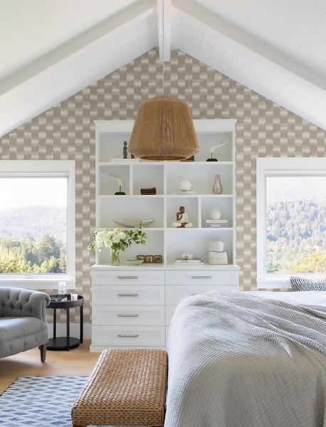 A Street Prints Baldwin Taupe Shibori Stripe Wallpaper