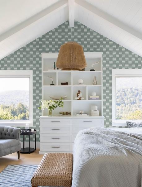 A Street Prints Baldwin Teal Shibori Stripe Wallpaper