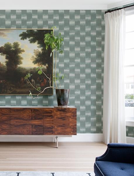 A Street Prints Baldwin Teal Shibori Stripe Wallpaper