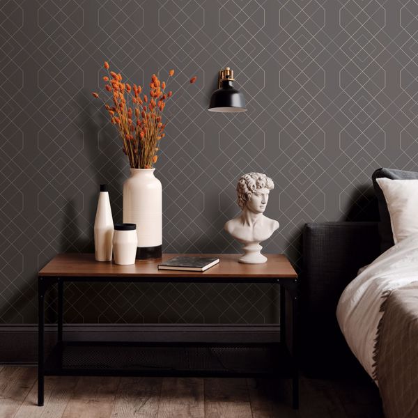 A Street Prints Ballard Grey Geometric Wallpaper- Scott Living