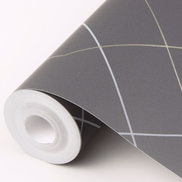 A Street Prints Ballard Grey Geometric Wallpaper- Scott Living
