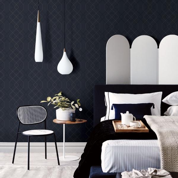 A Street Prints Ballard Indigo Geometric Wallpaper- Scott Living