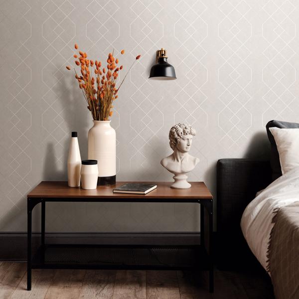 A Street Prints Ballard Silver Geometric Wallpaper- Scott Living