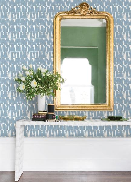 A Street Prints Bancroft Blue Artistic Stripe Wallpaper