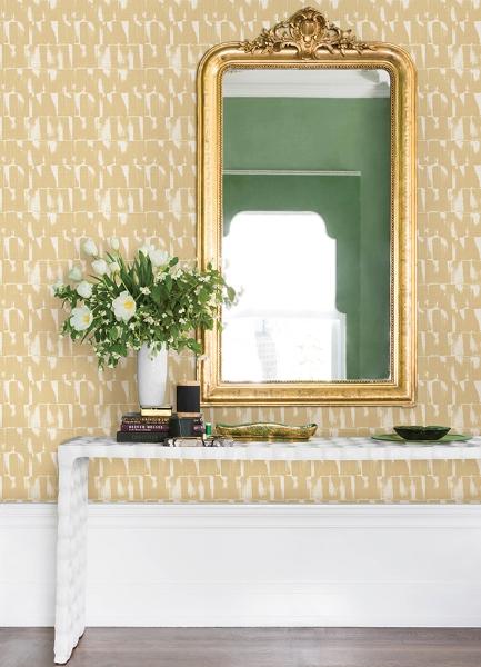 A Street Prints Bancroft Gold Artistic Stripe Wallpaper