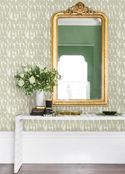 A Street Prints Bancroft Sage Artistic Stripe Wallpaper