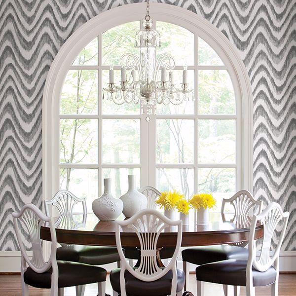A Street Prints Bargello Grey Faux Grasscloth Wave Wallpaper
