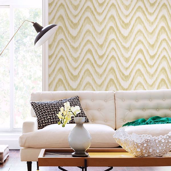 A Street Prints Bargello Yellow Faux Grasscloth Wave Wallpaper