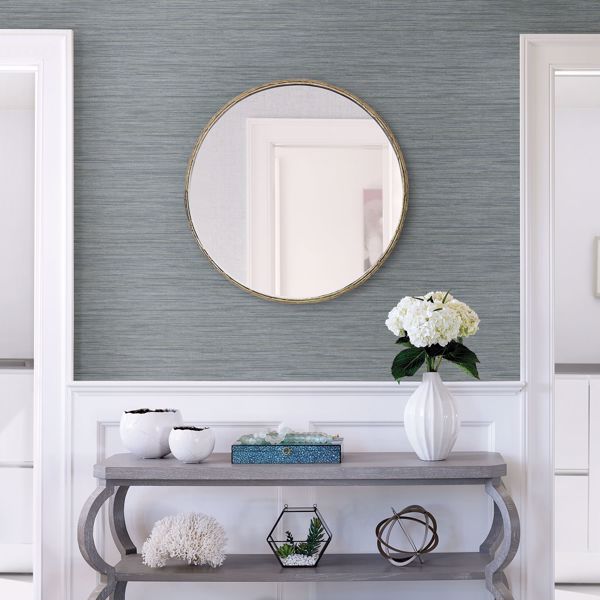 A Street Prints Barnaby Slate Faux Grasscloth Wallpaper- Scott Living