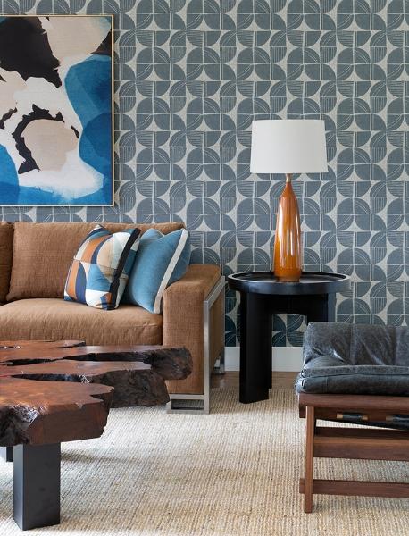 A Street Prints Baxter Denim Semicircle Mosaic Wallpaper