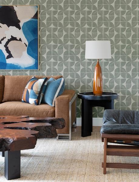 A Street Prints Baxter Sea Green Semicircle Mosaic Wallpaper