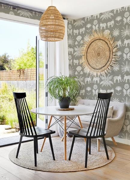 A Street Prints Bazaar Grey Elephant Oasis Wallpaper