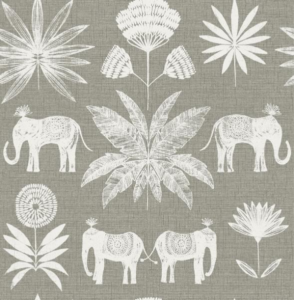 a street prints Bazaar Grey Elephant Oasis Wallpaper