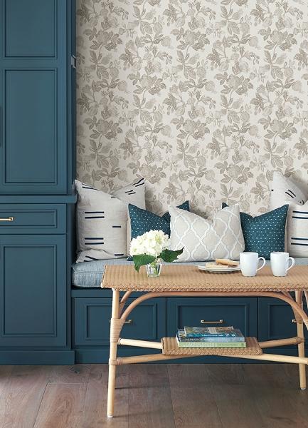 A Street Prints Beach Rose Neutral Floral Fruits Wallpaper