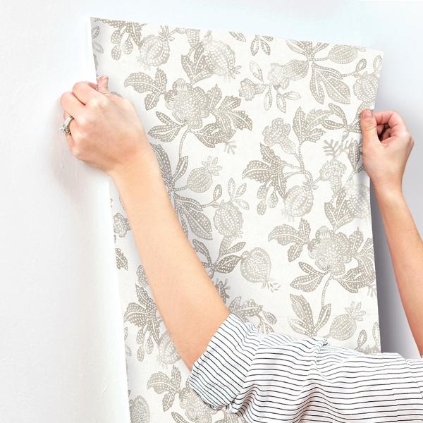 A Street Prints Beach Rose Neutral Floral Fruits Wallpaper