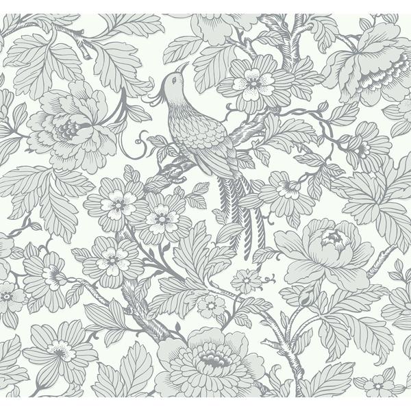 a street prints Beaufort Light Grey Peony Chinoiserie Wallpaper