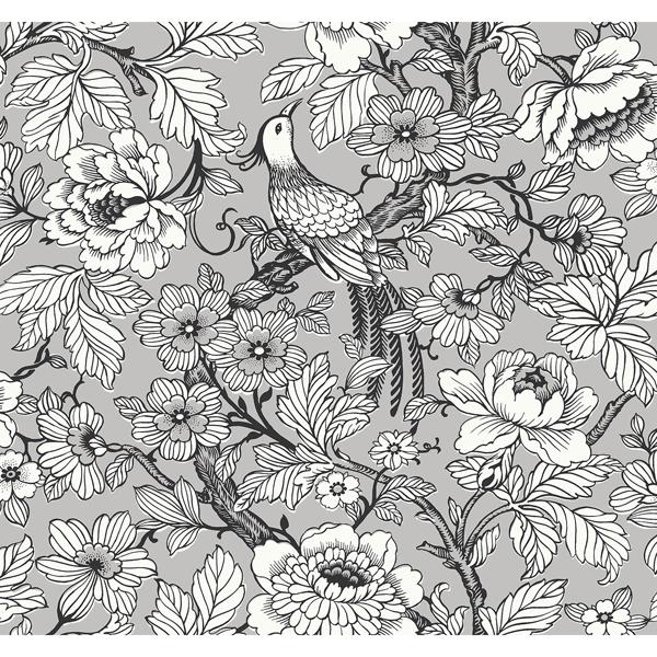 a street prints Beaufort Silver Peony Chinoiserie Wallpaper