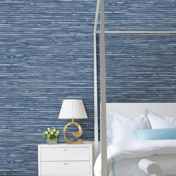 A Street Prints Bellport Denim Wooden Slat Wallpaper