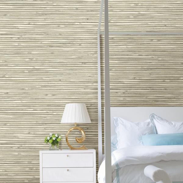 A Street Prints Bellport Ivory Wooden Slat Wallpaper