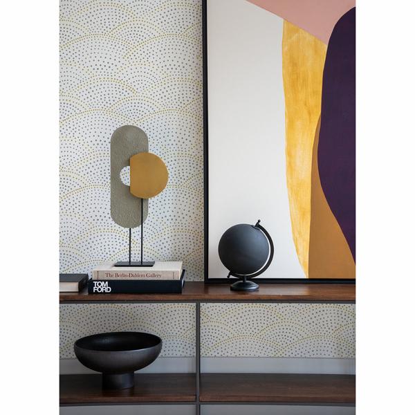 A Street Prints Bennett Grey Dotted Scallop Wallpaper