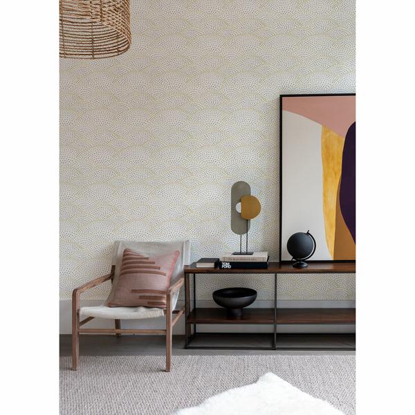 A Street Prints Bennett Grey Dotted Scallop Wallpaper
