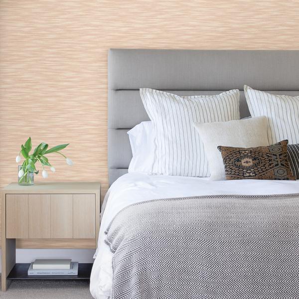 A Street Prints Benson Coral Variegated Stripe Wallpaper