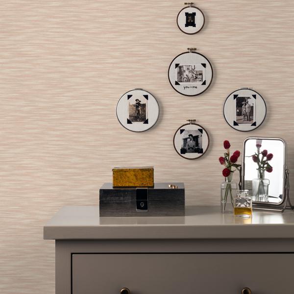 A Street Prints Benson Coral Variegated Stripe Wallpaper