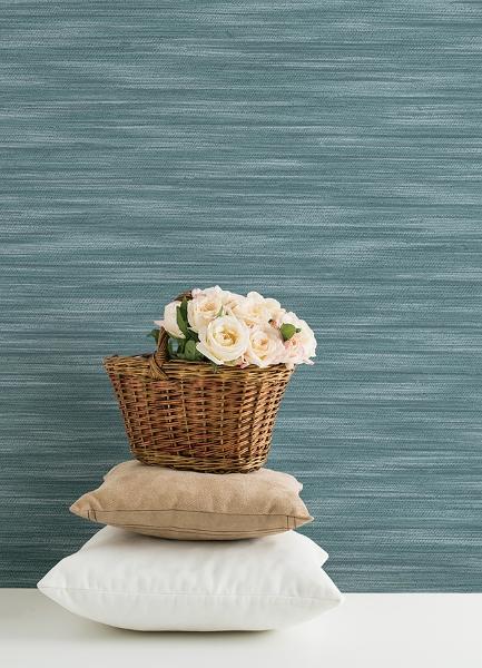 A Street Prints Benson Dark Blue Faux Fabric Wallpaper