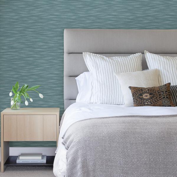 A Street Prints Benson Dark Blue Variegated Stripe Wallpaper