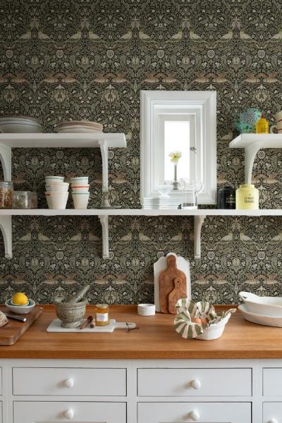 A Street Prints Bird Brown Floral Thicket Wallpaper