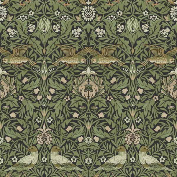 a street prints Bird Green Floral Thicket Wallpaper