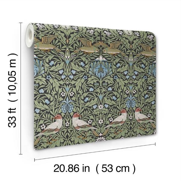 A Street Prints Bird Multicolor Floral Thicket Wallpaper