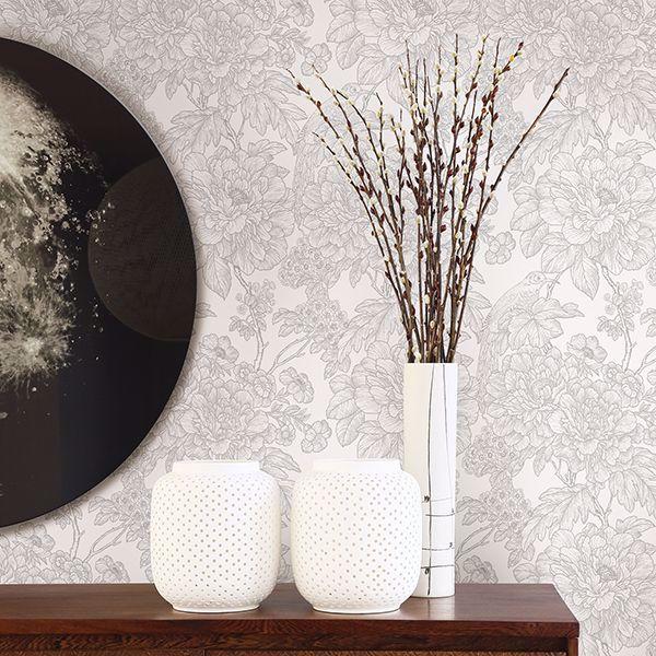 A Street Prints Birds Of Paradise Breeze Grey Floral Wallpaper