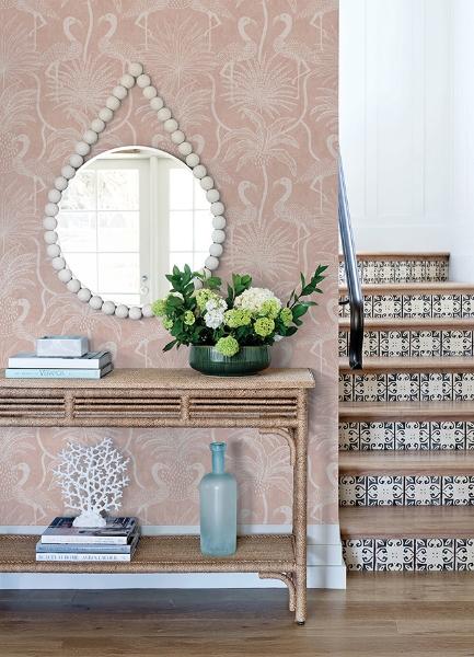 A Street Prints Biscayne Coral Flamingo Beach Wallpaper