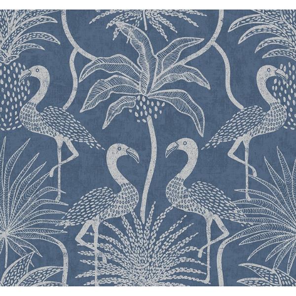 a street prints Biscayne Navy Flamingo Beach Wallpaper
