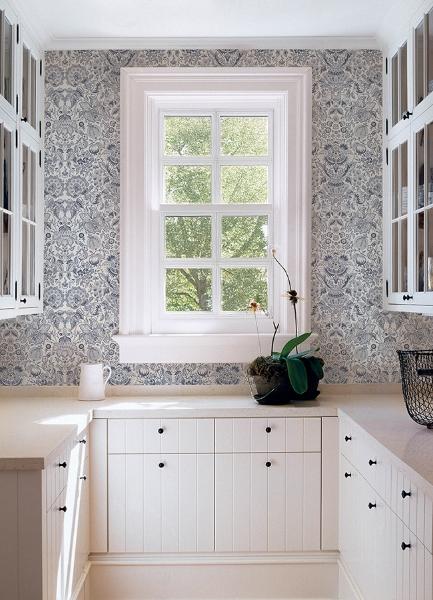 A Street Prints Blanche Blue Floral Damask Wallpaper