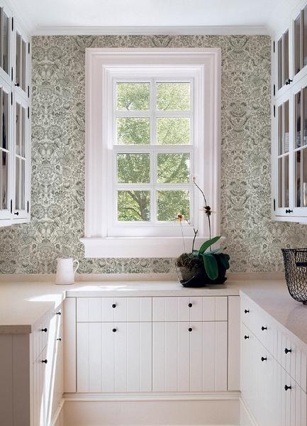 A Street Prints Blanche Dark Green Floral Damask Wallpaper